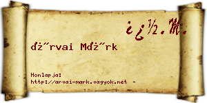 Árvai Márk névjegykártya